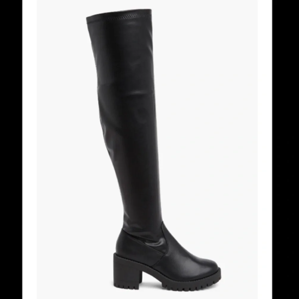 Black Block Heel Platform Over The Knee Boots